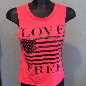 Neon Pink American Flag Tank